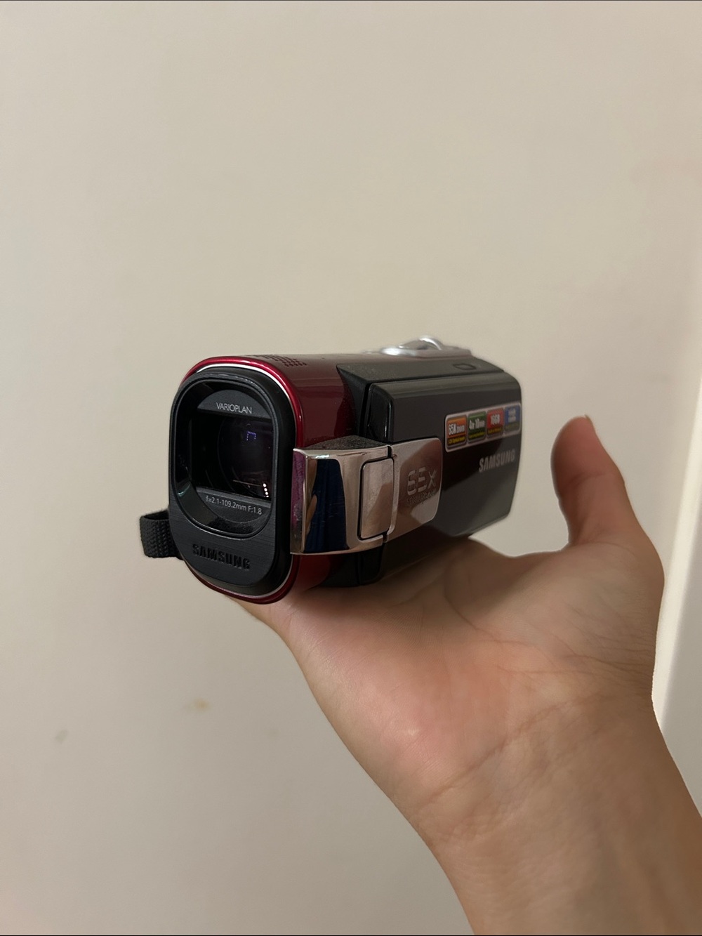 Samsung Red and Black Handheld Camcorder - Compact Video Recorder